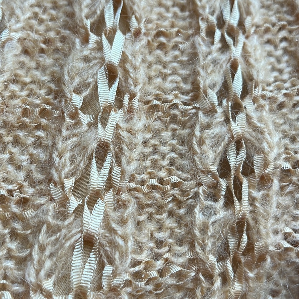 Alexa Grace Gold Wool & Mohair Blend Cardigan ribbon & pearl details Size Medium - Picture 17 of 17